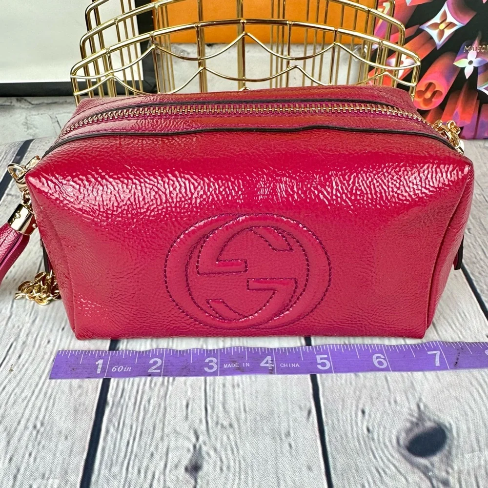 Gucci Soho crossbody bag in magenta pink leather *new with defect* - Picture 11 of 14